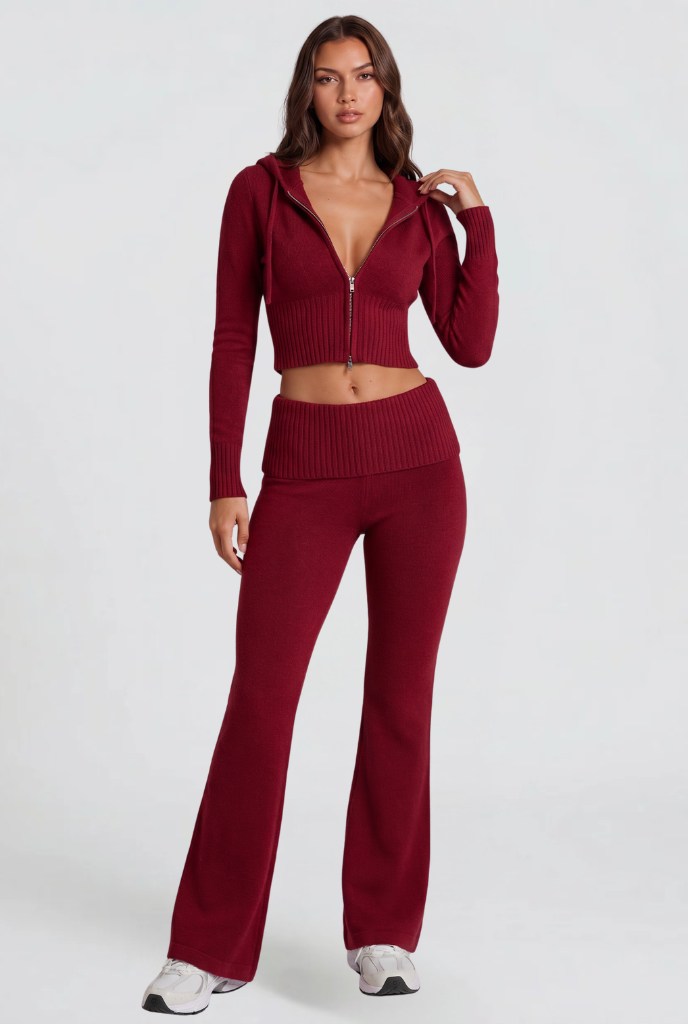 Zip-Up Hoodie & Flare Pants Set Audrey Calvero