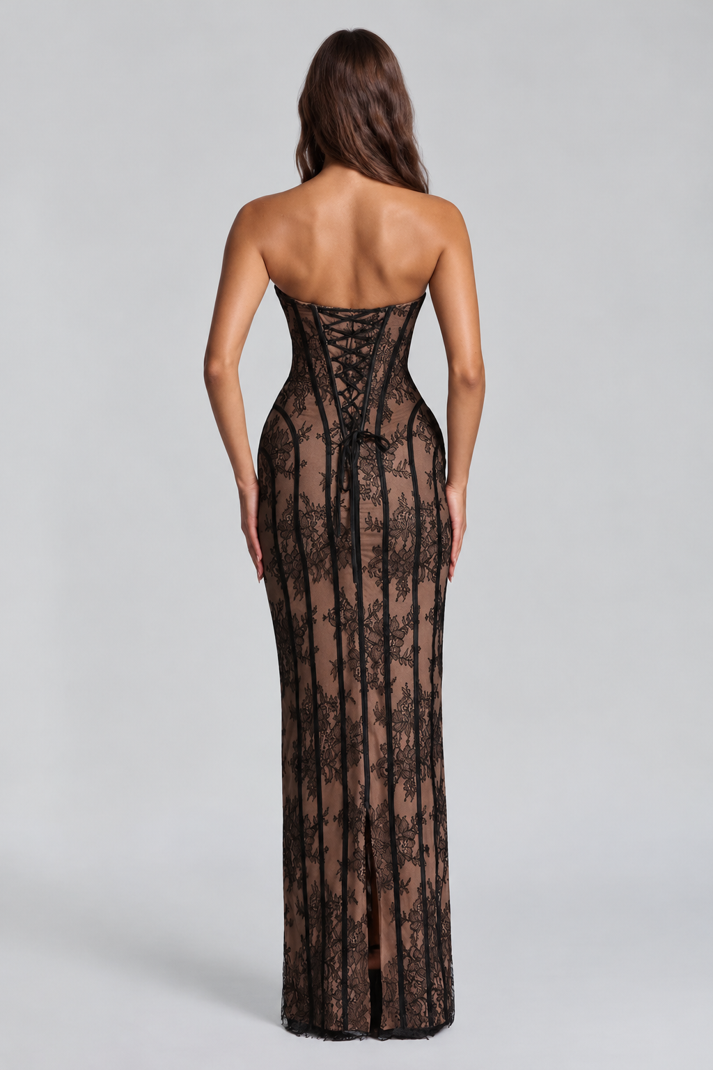 Lace Corset Wedding Dress with Lace Up Back Audrey Calvero