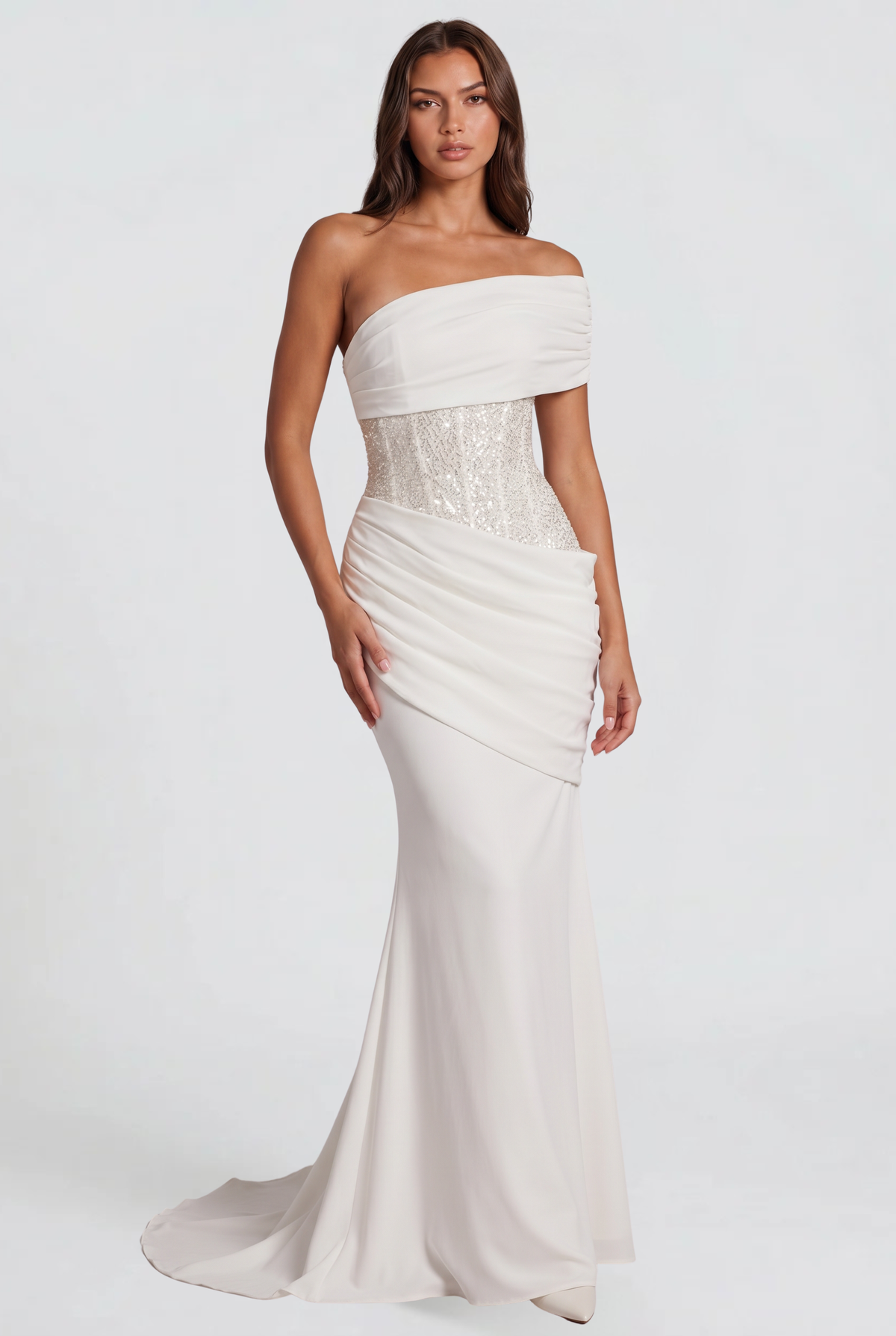 Sparkly One Shoulder Wedding Guest Dress Audrey Calvero