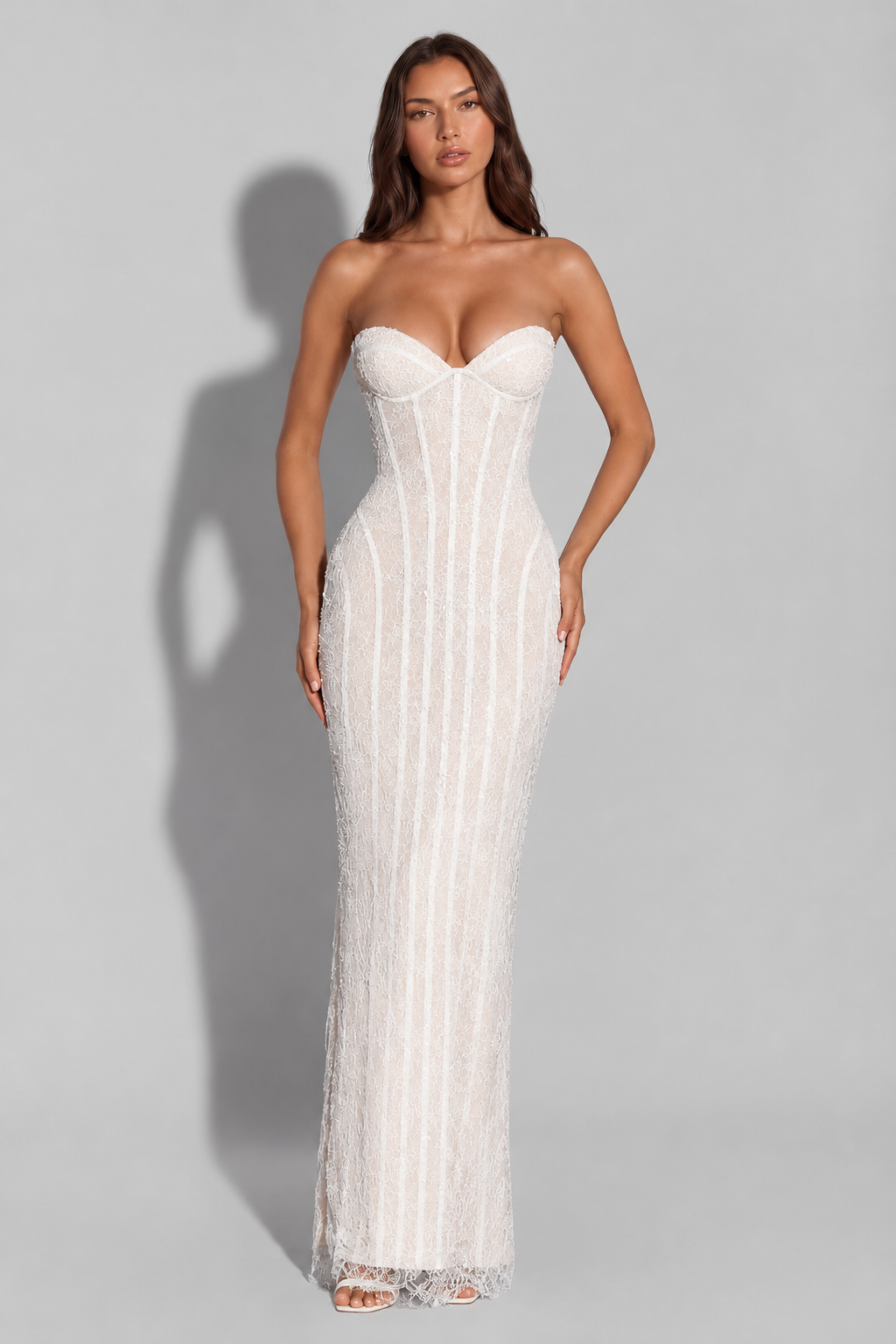 Lace Corset Wedding Dress with Lace Up Back Audrey Calvero