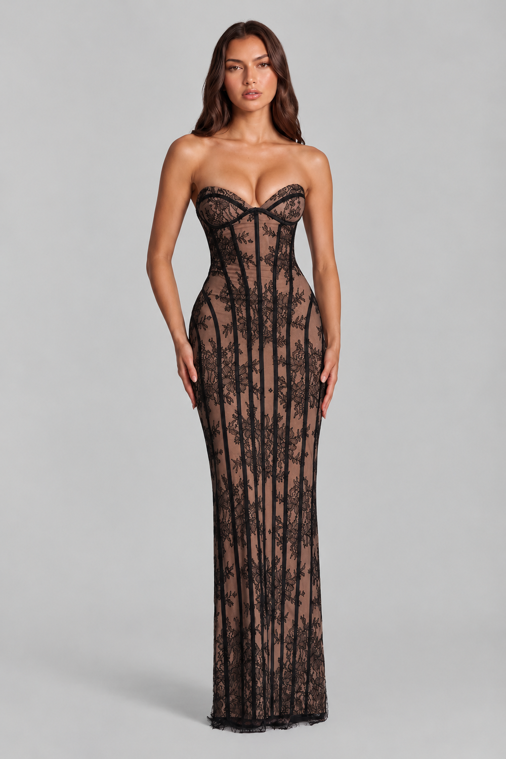 Lace Corset Wedding Dress with Lace Up Back Audrey Calvero
