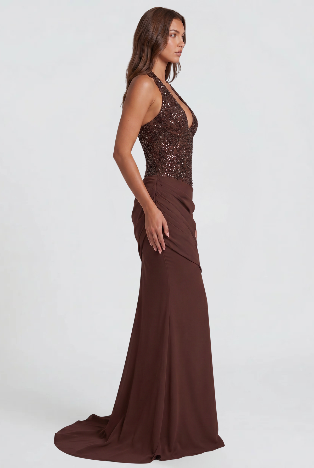 Sparkly Autumn Wedding Guest Maxi Dress Audrey Calvero