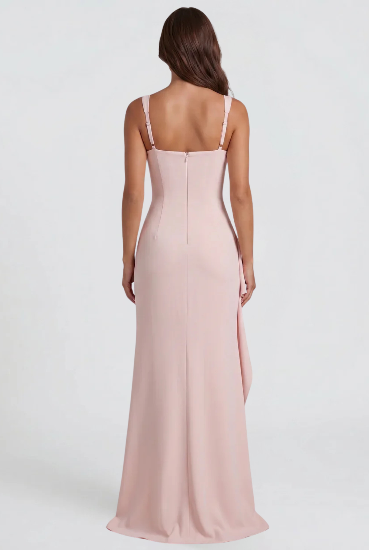 Square Neck Wedding Guest Dress with Ruffle Slit Audrey Calvero