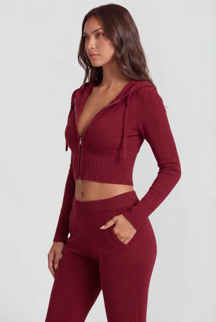 Zip-Up Hoodie & Flare Pants Set Audrey Calvero