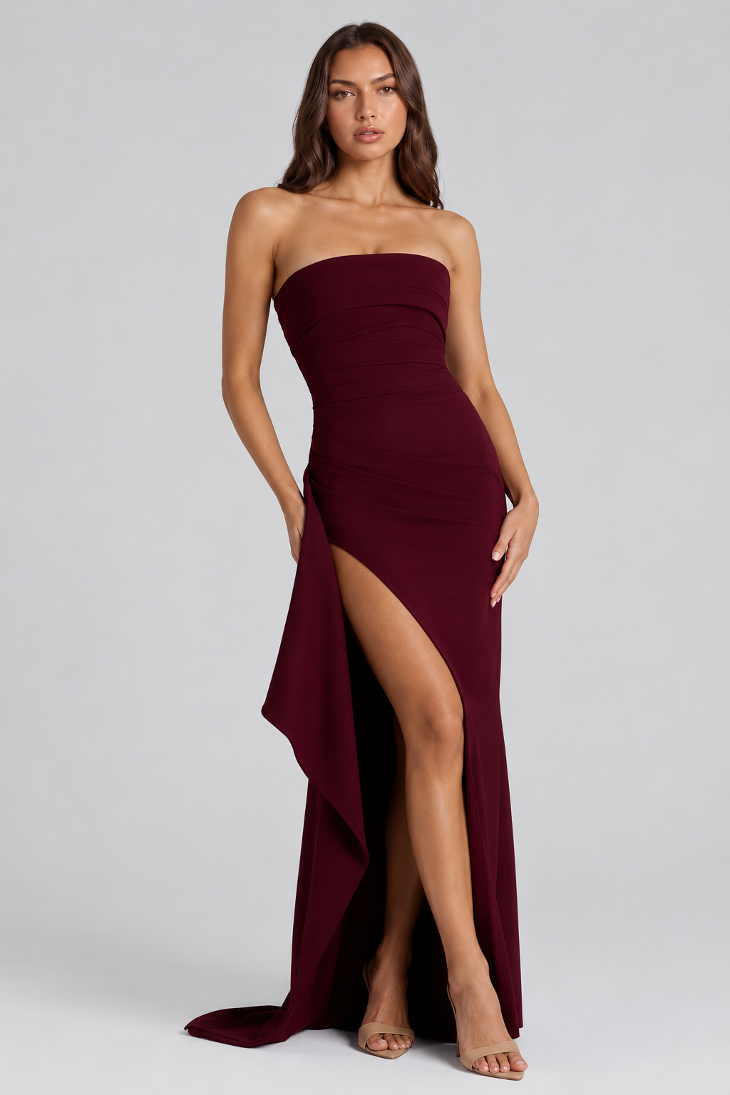 Strapless Maxi Dress with Thigh Split Audrey Calvero