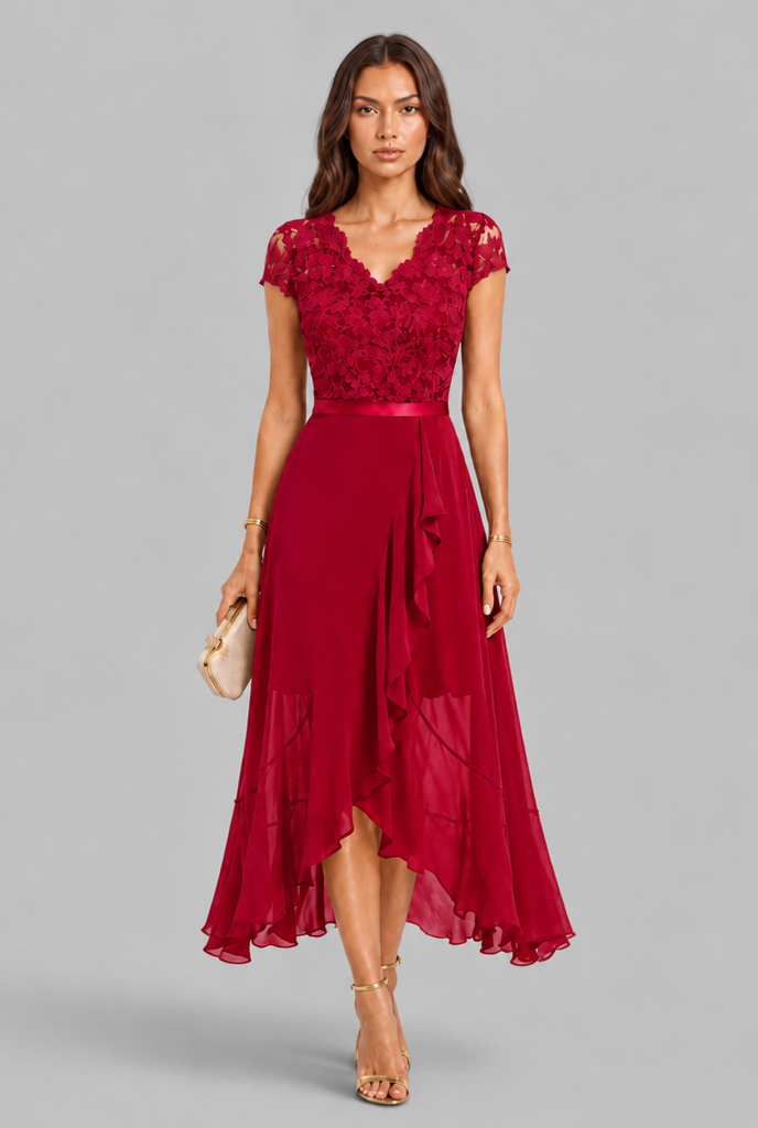 Lace Wedding Guest Midi Dress Audrey Calvero