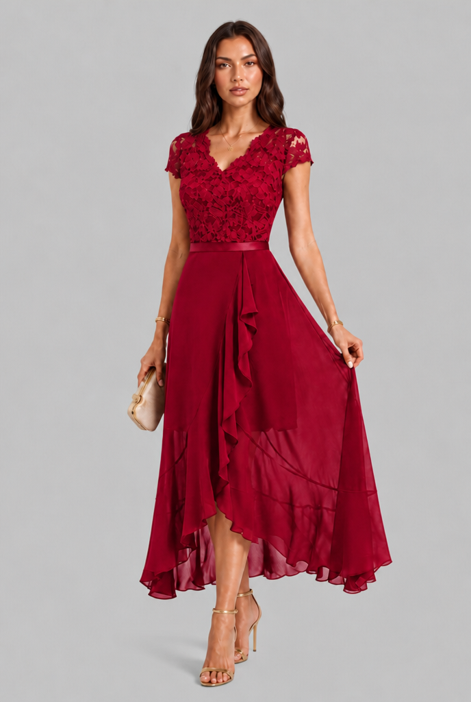 Lace Wedding Guest Midi Dress Audrey Calvero