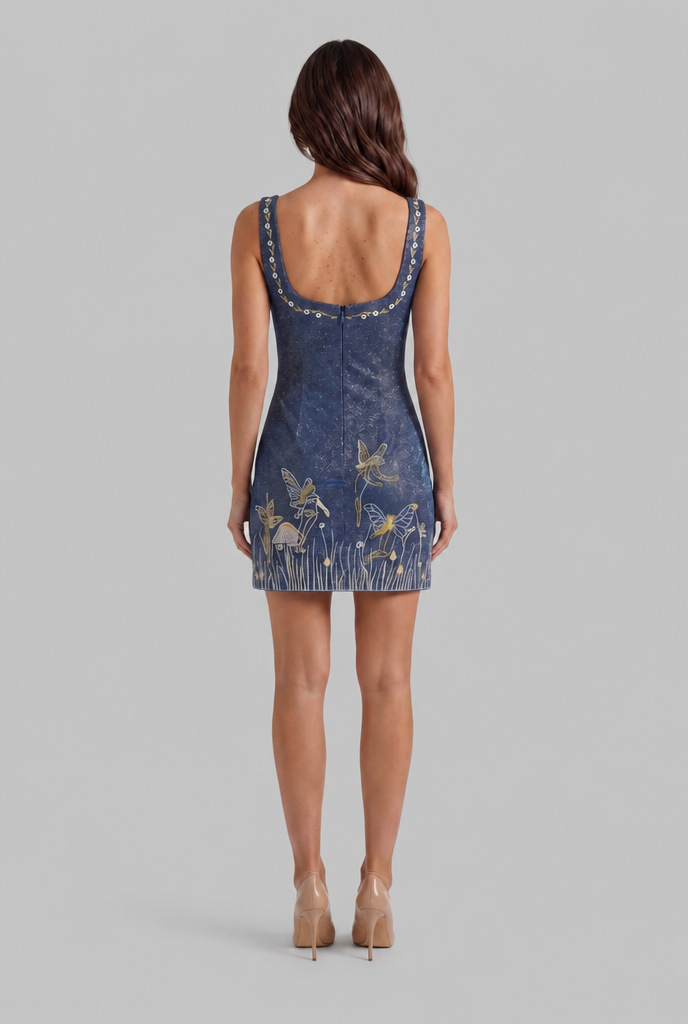 Embroidered Party Mini Dress Audrey Calvero