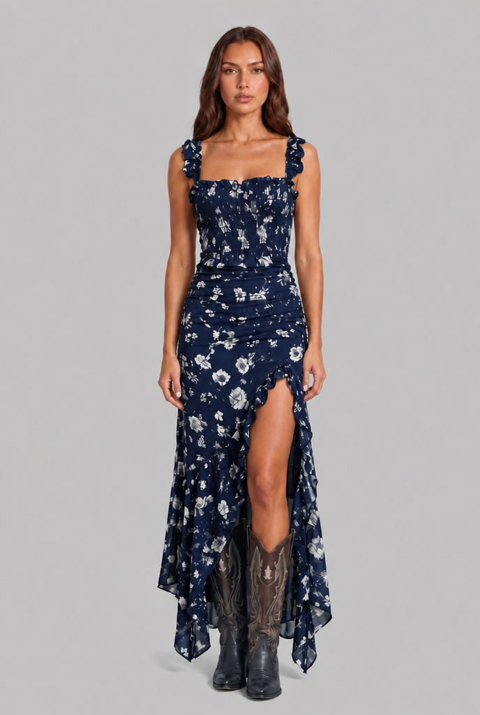 Floral Boho Retro Maxi Dress Audrey Calvero