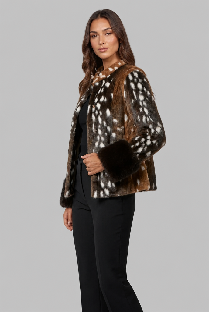 Faux Fur Jacket with Contrast Cuffs Audrey Calvero