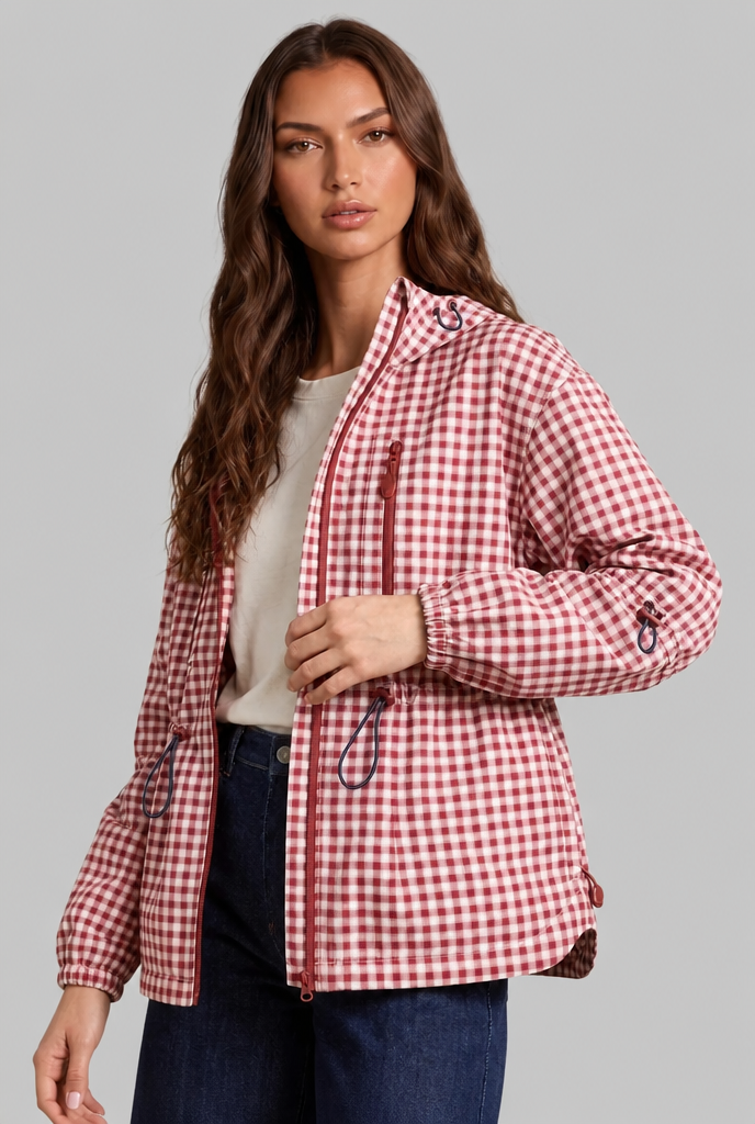Gingham Windbreaker Jacket Audrey Calvero