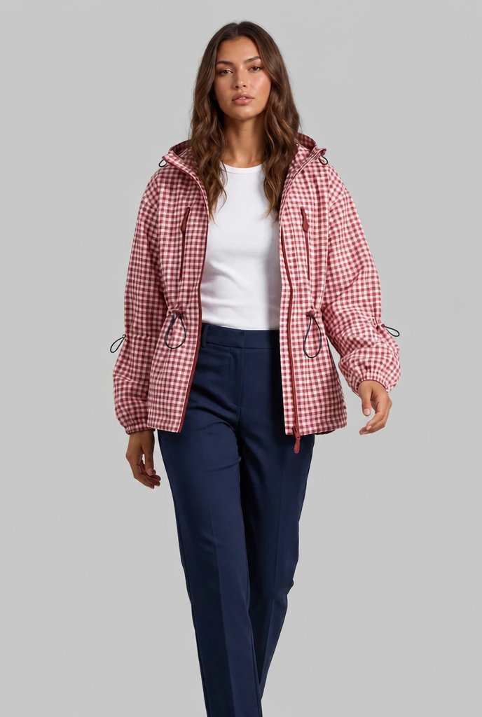 Gingham Windbreaker Jacket Audrey Calvero