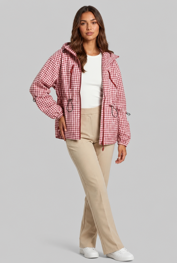 Gingham Windbreaker Jacket Audrey Calvero