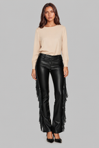 Faux Leather Flare Pants with Fringe Audrey Calvero