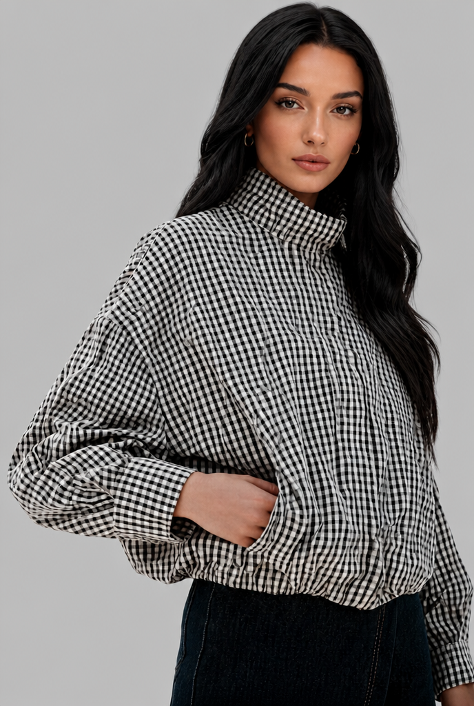 Cropped Gingham Jacket Audrey Calvero