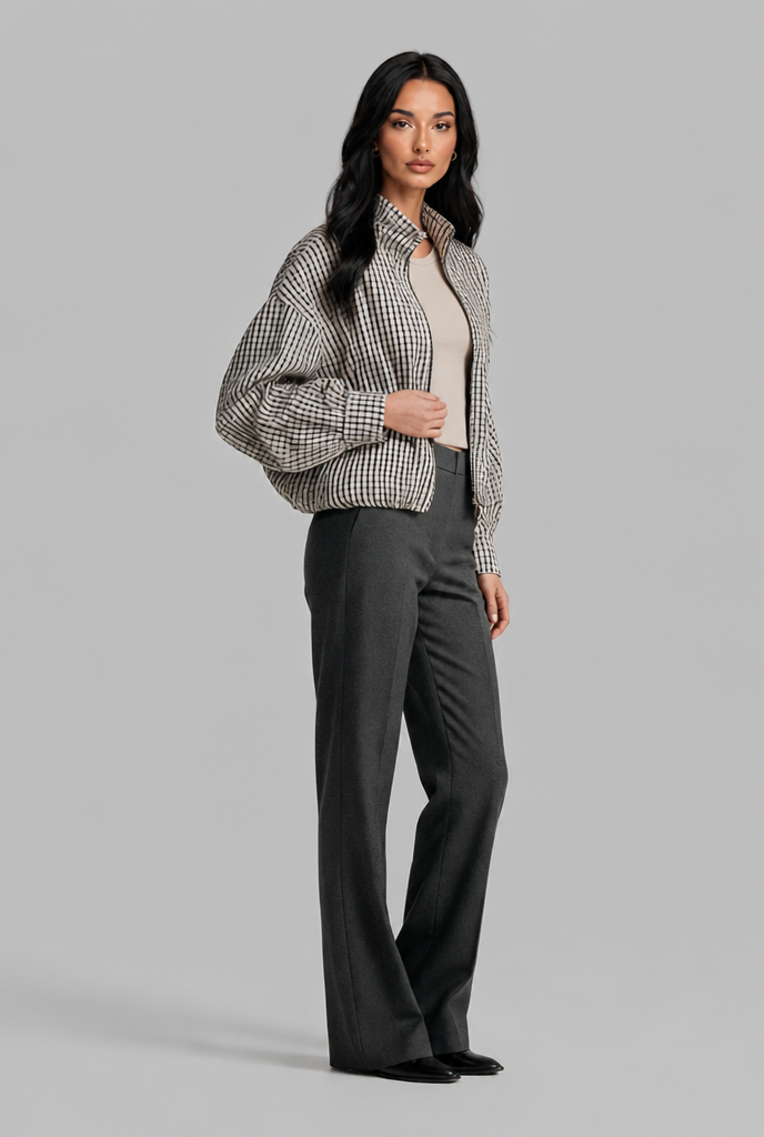 Cropped Gingham Jacket Audrey Calvero