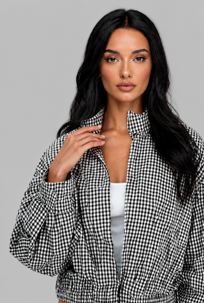 Cropped Gingham Jacket Audrey Calvero