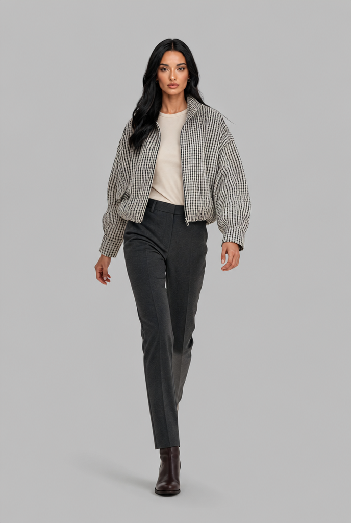 Cropped Gingham Jacket Audrey Calvero