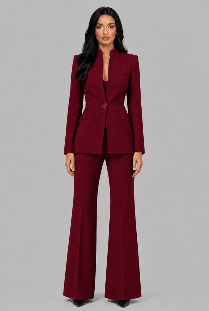 Tailored Blazer & Flared Trousers Suit Set Audrey Calvero