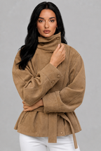Belted Faux Suede Jacket Audrey Calvero
