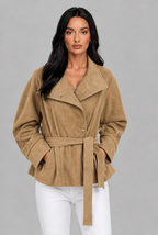 Belted Faux Suede Jacket Audrey Calvero