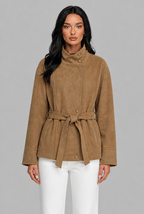 Belted Faux Suede Jacket Audrey Calvero