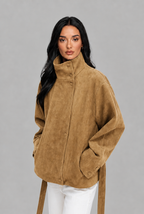 Belted Faux Suede Jacket Audrey Calvero