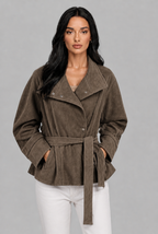 Belted Faux Suede Jacket Audrey Calvero