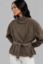 Belted Faux Suede Jacket Audrey Calvero