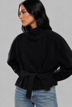 Belted Faux Suede Jacket Audrey Calvero