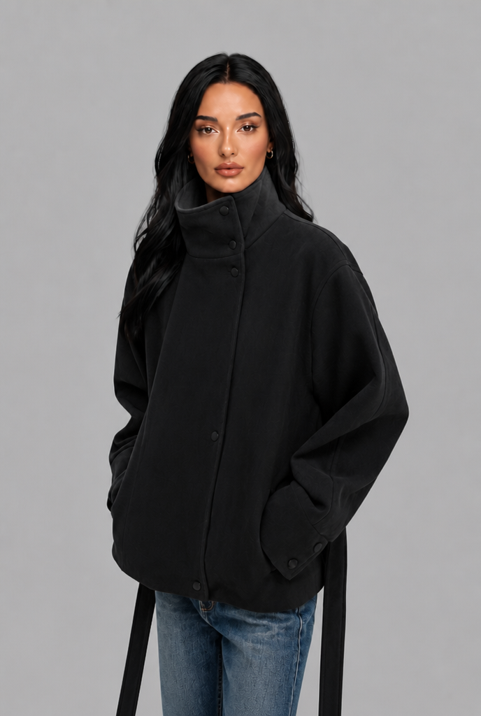 Belted Faux Suede Jacket Audrey Calvero