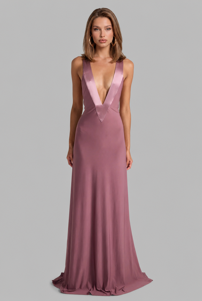 Party Maxi Dress with Satin Straps Audrey Calvero