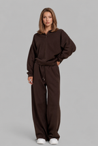 Oversized Henley & Wide Leg Jogger Lounge Set Audrey Calvero