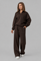 Oversized Henley & Wide Leg Jogger Lounge Set Audrey Calvero