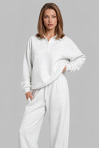 Oversized Henley & Wide Leg Jogger Lounge Set Audrey Calvero