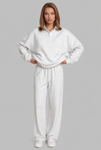 Oversized Henley & Wide Leg Jogger Lounge Set Audrey Calvero
