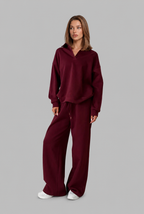 Oversized Henley & Wide Leg Jogger Lounge Set Audrey Calvero