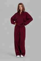 Oversized Henley & Wide Leg Jogger Lounge Set Audrey Calvero