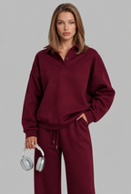 Oversized Henley & Wide Leg Jogger Lounge Set Audrey Calvero