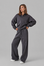 Oversized Henley & Wide Leg Jogger Lounge Set Audrey Calvero