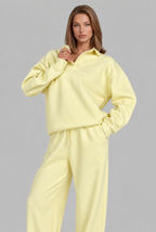 Oversized Henley & Wide Leg Jogger Lounge Set Audrey Calvero
