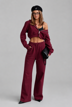 Cropped Hoodie & Wide Leg Jogger Lounge Set Audrey Calvero