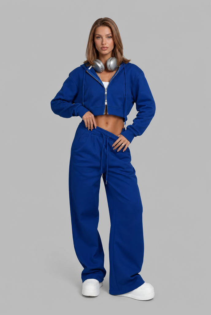 Cropped Hoodie & Wide Leg Jogger Lounge Set Audrey Calvero