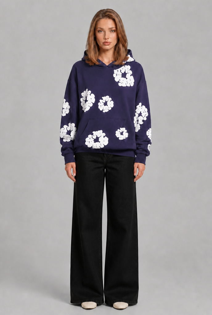 Oversized Floral Print Pullover Hoodie Audrey Calvero