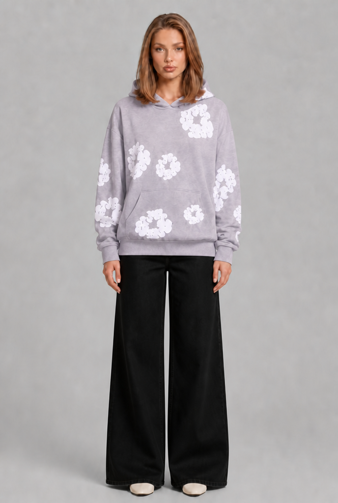 Oversized Floral Print Pullover Hoodie Audrey Calvero