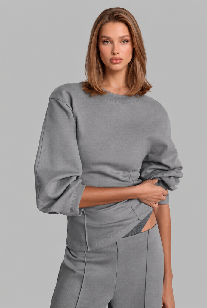 Puff Sleeve Top & Wide Leg Trousers Set Audrey Calvero