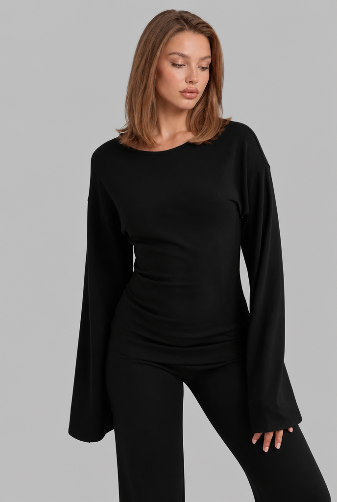 Flared Sleeve Top & Wide Leg Trousers Co-Ord Set Audrey Calvero