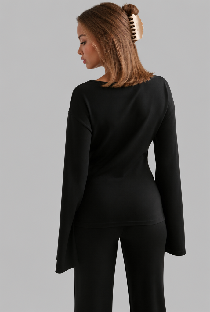 Flared Sleeve Top & Wide Leg Trousers Co-Ord Set Audrey Calvero