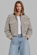 Cropped Suede Bomber Jacket Audrey Calvero