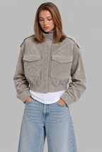 Cropped Suede Bomber Jacket Audrey Calvero